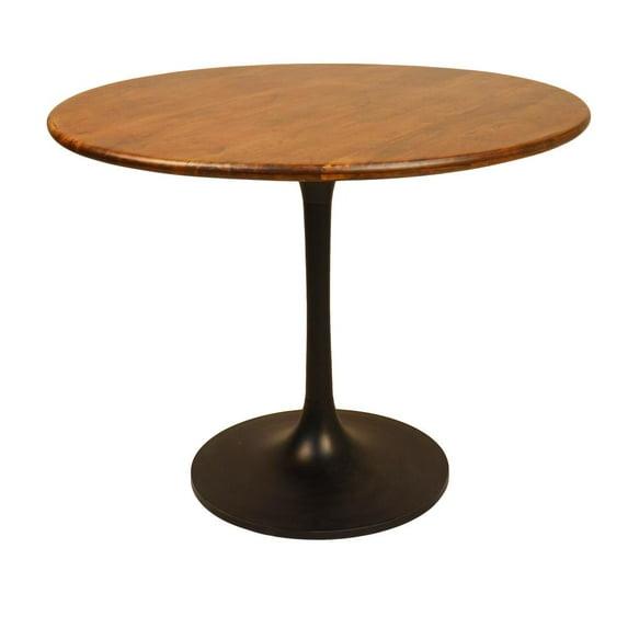 Carolina Living 40" Somerset Wood Top Round Dining Table Black: Elm Stained, Mango Wood, Pedestal Base