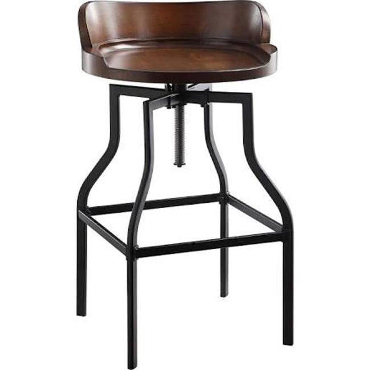 Chestnut Adjustable Backless Wood and Metal Bar Stool