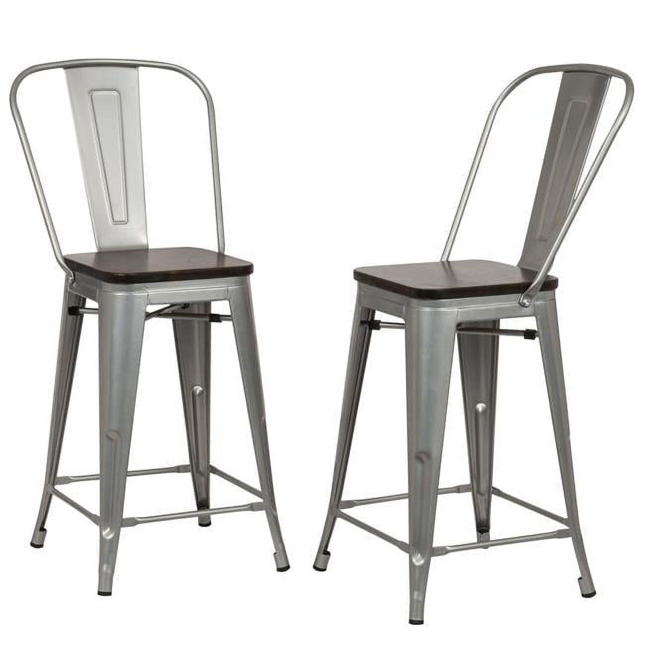 Silver Elm 24" Wood and Metal Counter Stools, Set of 2