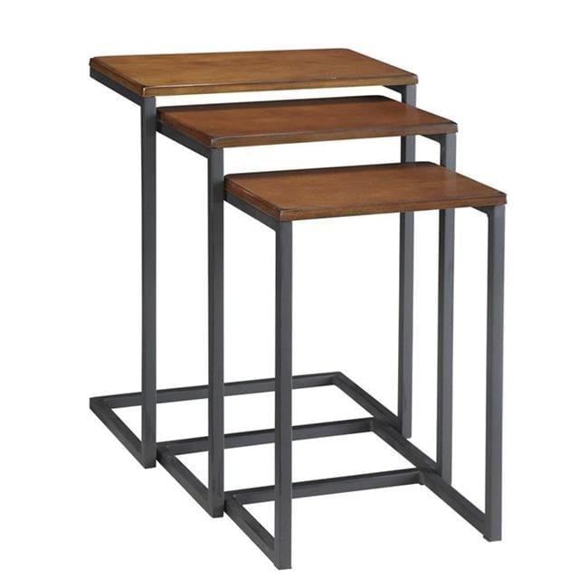 Carolina Living Set of 3 Caroline Nesting Tables Chestnut: Veneer Surface, Metal Frame, No Assembly Required