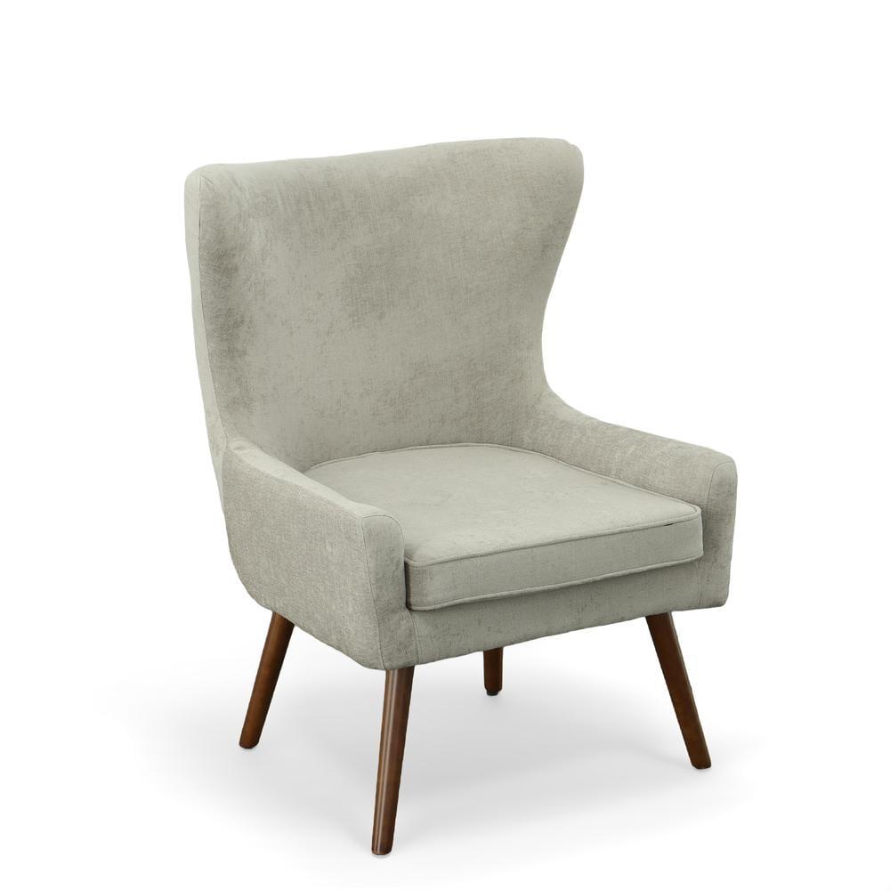 Elegant Gray Velvet Wingback Accent Chair with Poplar Wood Frame