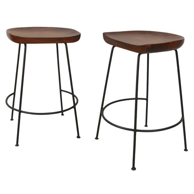 Chestnut Black 24.5" Industrial Wood Metal Saddle Counter Stool