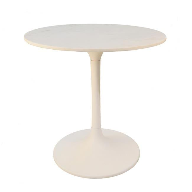 Carolina Living 30" Zaha Round Marble Top Dining Table White