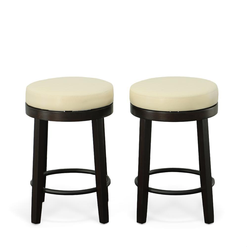 Carolina Classics Era Swivel 24" Counter Stool in Cream and Espresso (Set of 2)