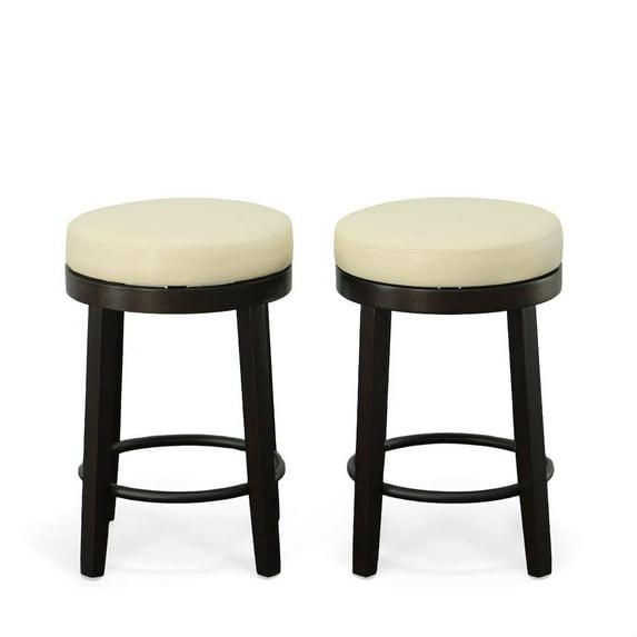 Carolina Classics Era Swivel 24" Counter Stool in Cream and Espresso (Set of 2)