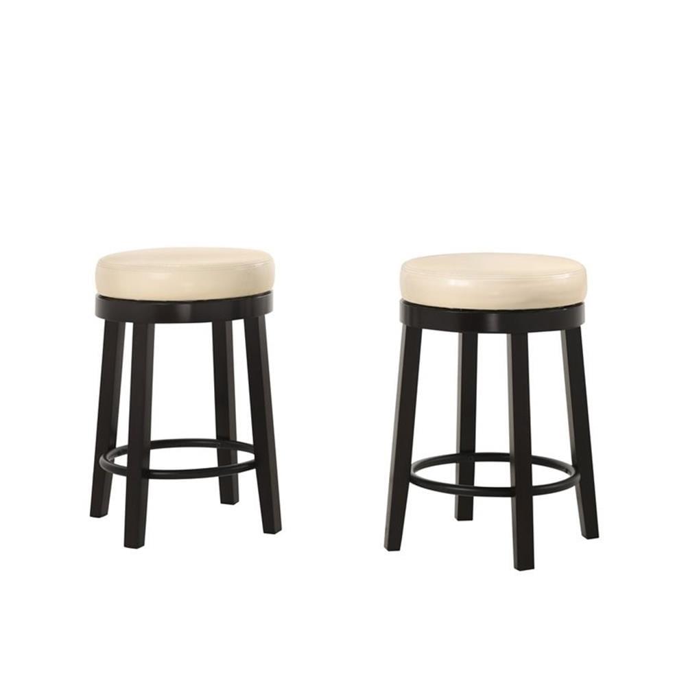 Carolina Classics Era Swivel 24" Counter Stool in Cream and Espresso (Set of 2)
