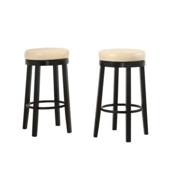 Carolina Classics Swivel Espresso Bar Stool with Cream Leatherette Seat