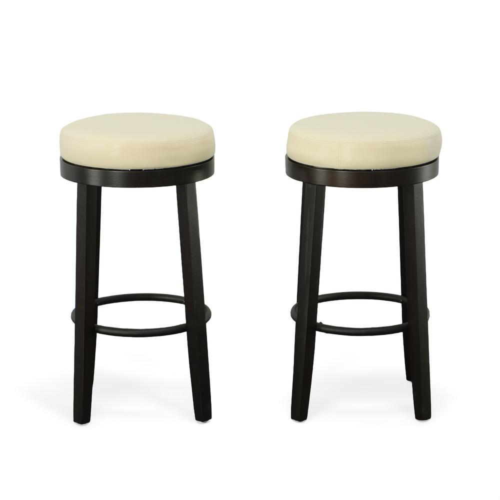 Carolina Classics Swivel Espresso Bar Stool with Cream Leatherette Seat