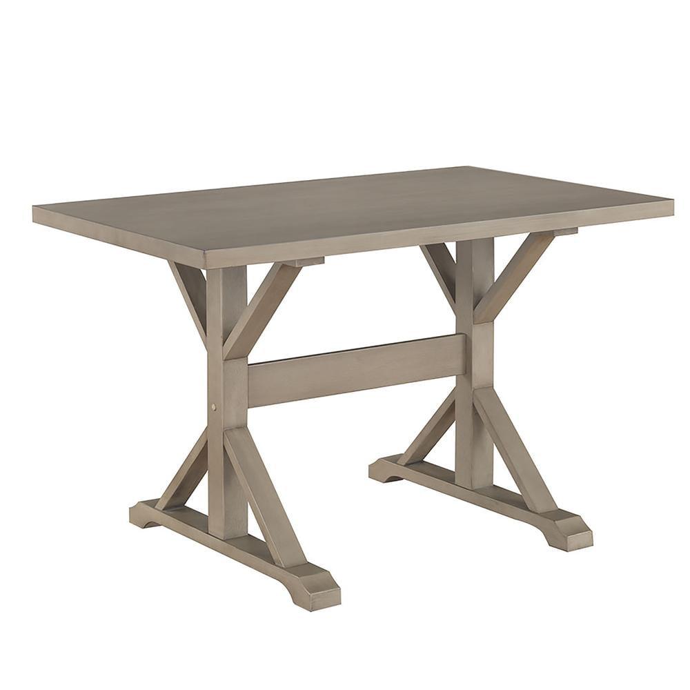 Carolina Living 48" Florence Trestle Dining Table Weathered Gray: Mid-Century Modern, MDF & Wood Veneer, Seats 4