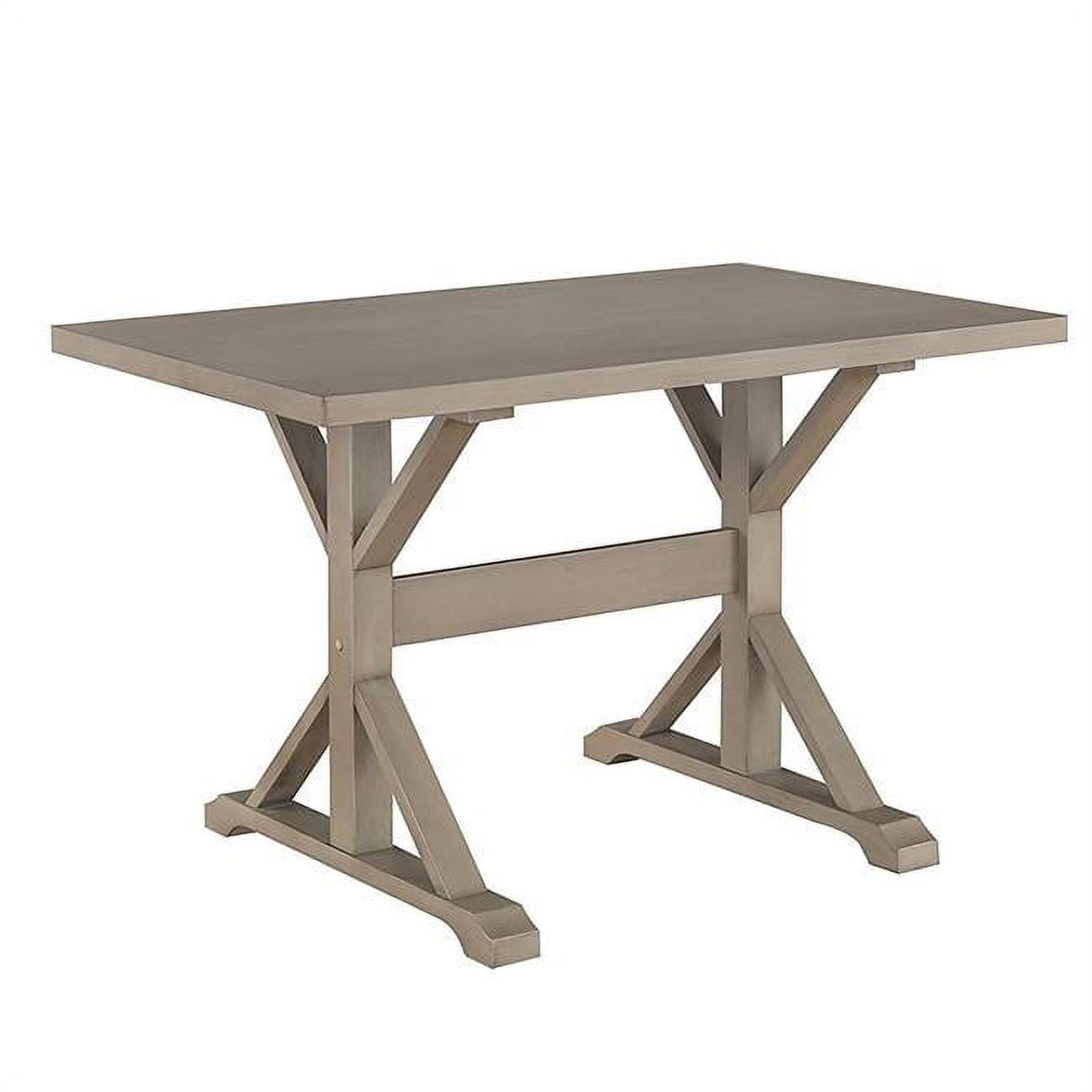 Florence 26.7" Square Weathered Gray Farmhouse Trestle Dining Table