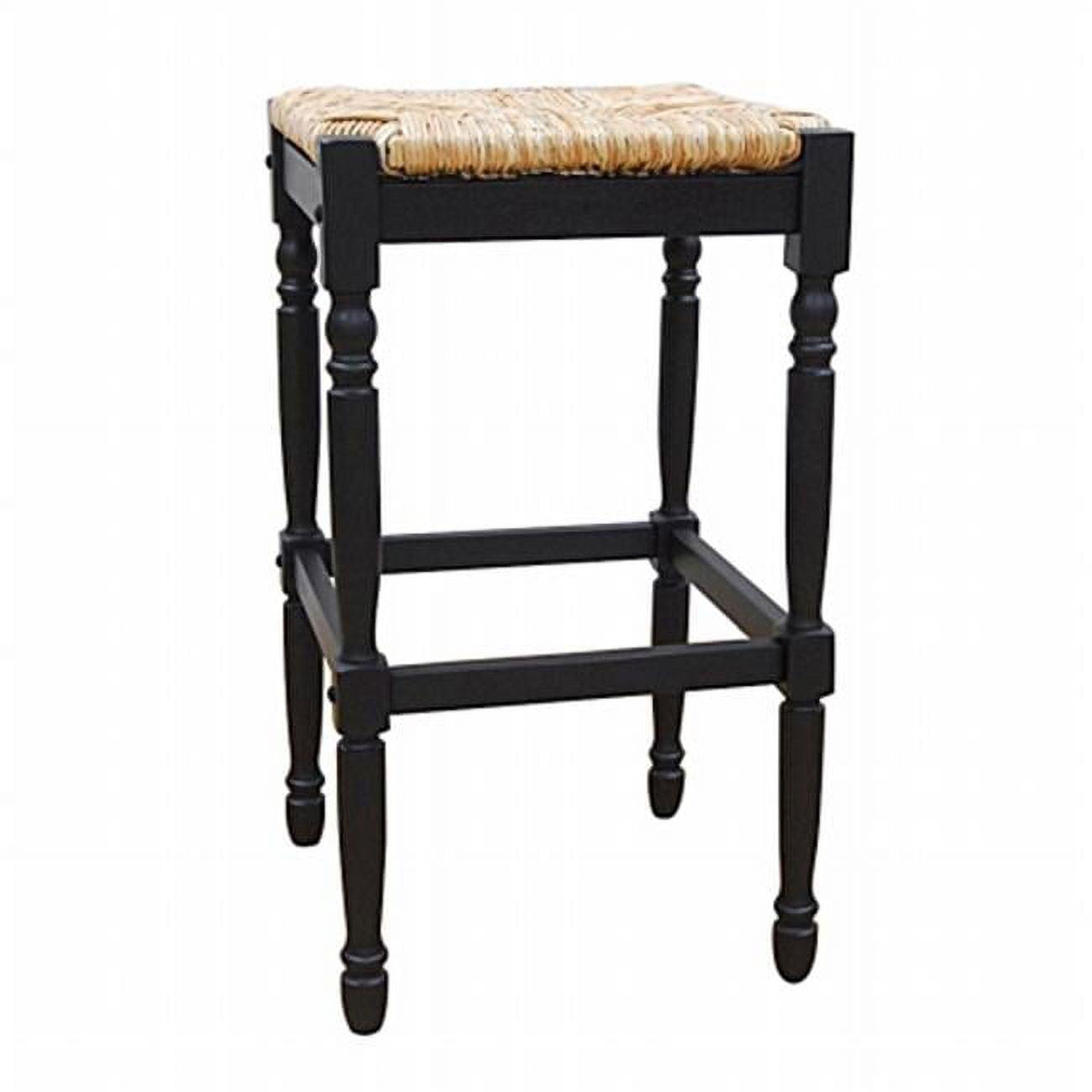 Antique Black Wood 29" Rustic Farmhouse Backless Bar Stool