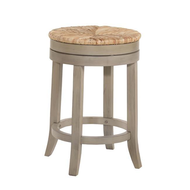 Carolina Living 24" Leif Swivel Rush Seat Counter Height Barstool Weathered Gray: Solid Wood, Indoor Use