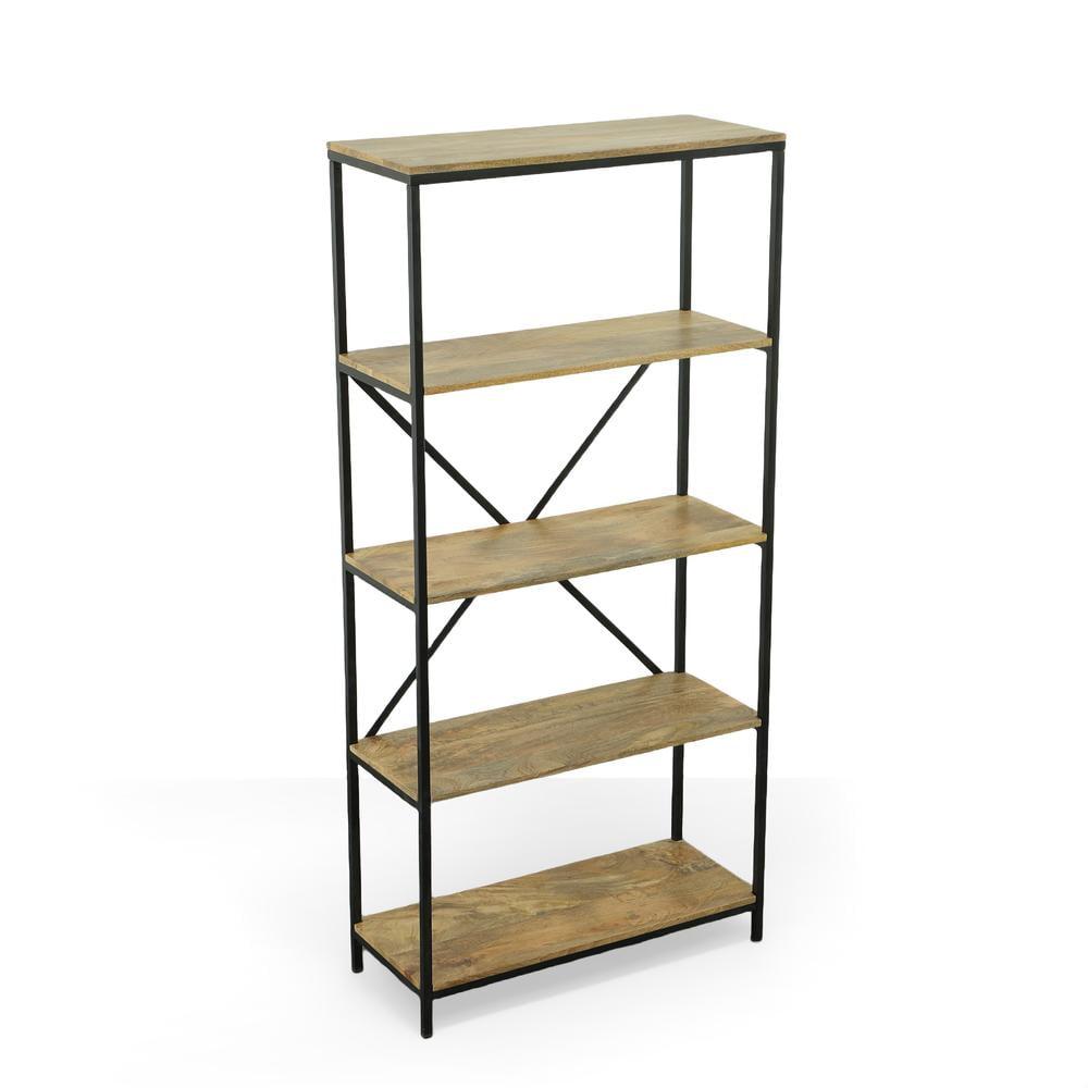 Carolina Classics Isaac Tall Bookcase in Natural Mango and Black