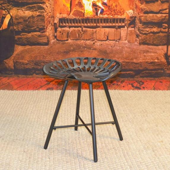 Carolina Living Kadin Tractor Seat Fireside Bench Black: Cast Iron, Farmhouse Style, Powder-Coated Finish