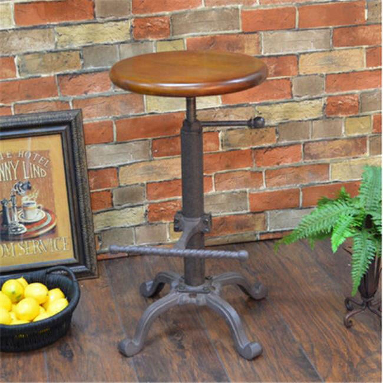 Carolina Living Jackson Adjustable Barstool Metal/Chestnut: Round, Backless, 250lb Capacity, Rustic Style