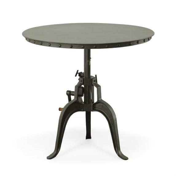 Carolina Living Mundra Adjustable Crank Dining Table: Industrial Style, 30"-36" Height, Metal Frame, Seats 4