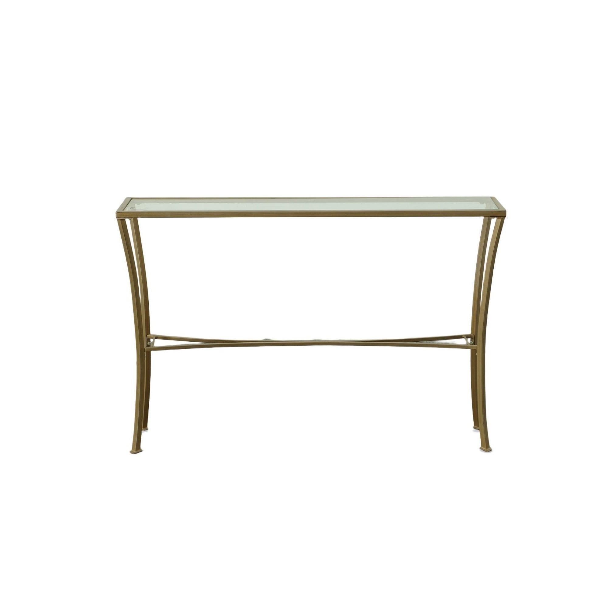 Carolina Classics Palin Glass Top Console Table in Antique Gold