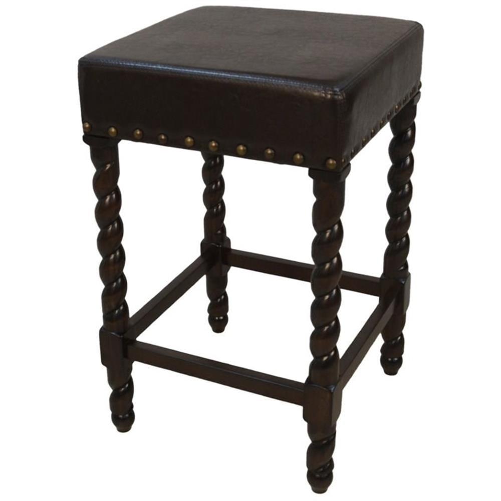 Carolina Living 24" Cadmus Counter Height Barstool Espresso and Table: Upholstered Vinyl, MDF Legs, Foam Fill