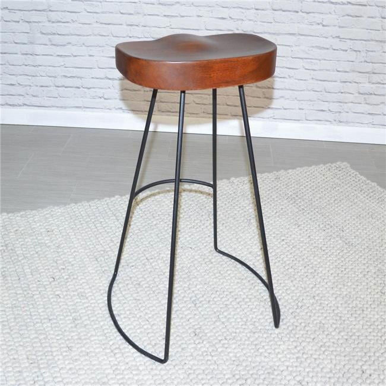 Chestnut and Black 31" Saddle Style Backless Bar Stools, Set of 2