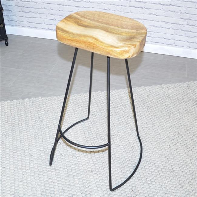 Carolina Living Set of 2 30" Vale Barstools Natural/Black: Oval Backless, Metal Frame, MDF Legs