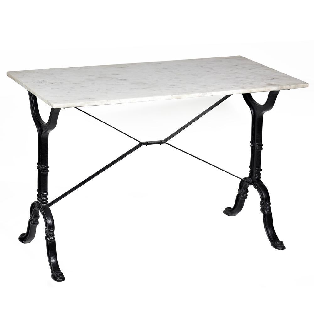 Carolina Living Draven Marble Top Bar Table White/Black: Iron Frame, 36" High Counter Table