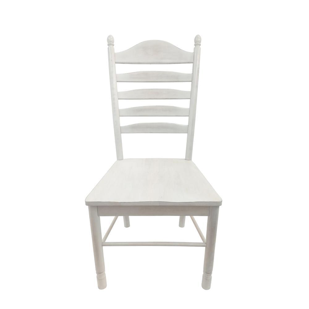 Carolina Living Josefine Dining Chair White Wash: Solid Rubberwood, Ladder Back Design, Unfinished Surface