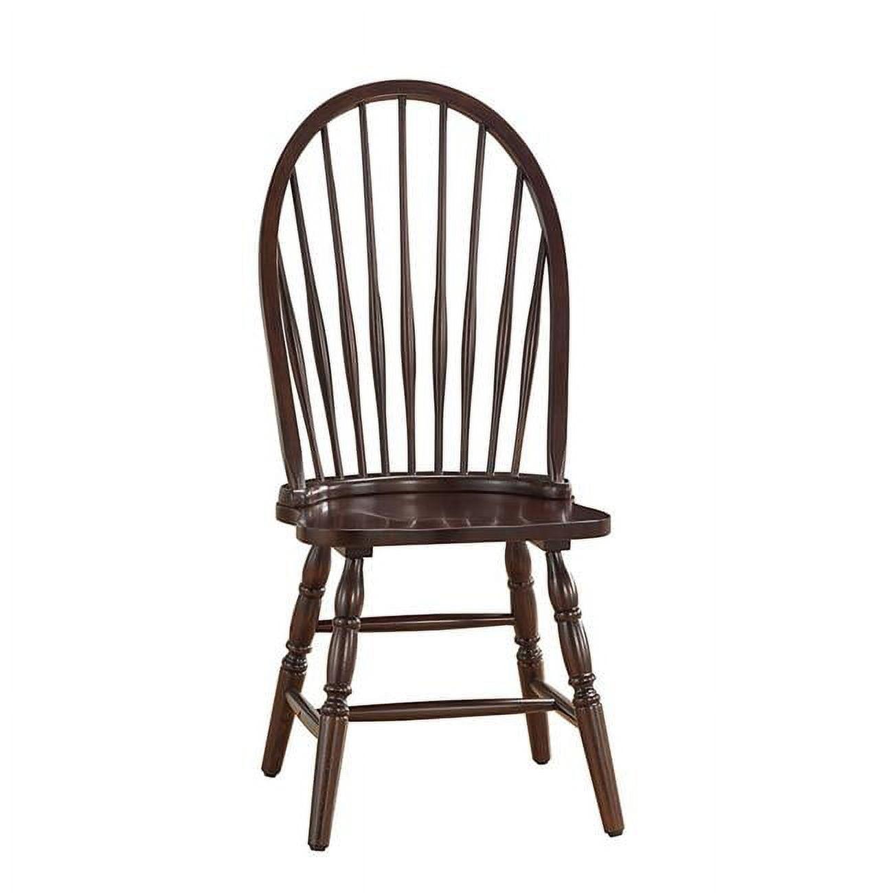 Espresso High Back Windsor Wood Side Chair