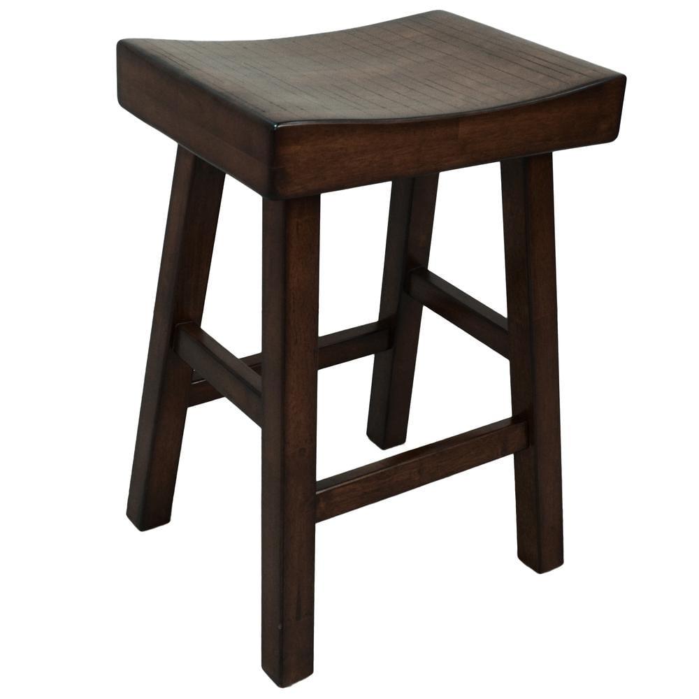 Carolina Living 24"Levi Counter Height Barstool Espresso Brown and Table: Solid Wood, Backless