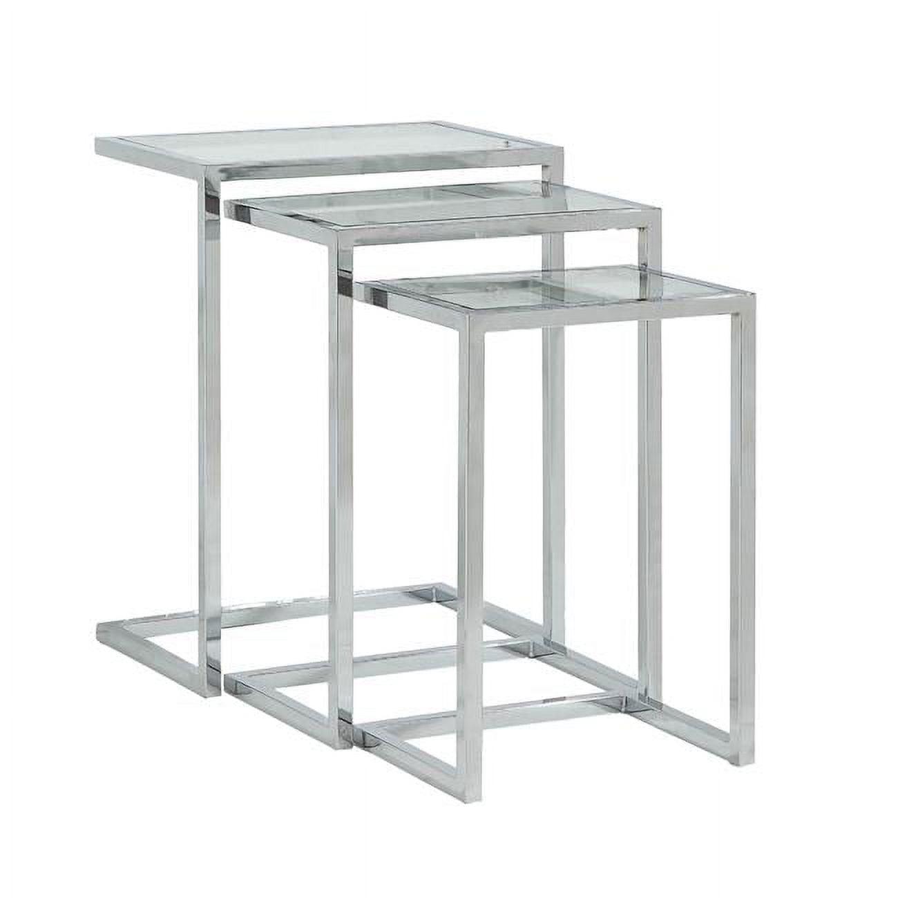 Addison Chrome and Clear Glass Nesting Table Set