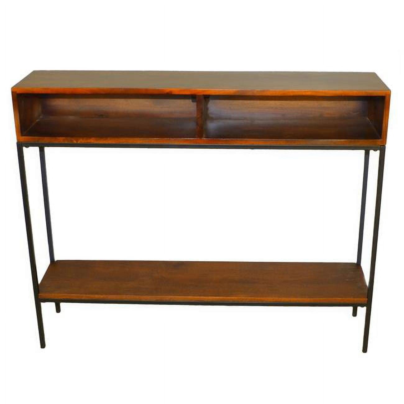 Chestnut & Black Mango Wood Industrial Console with Storage