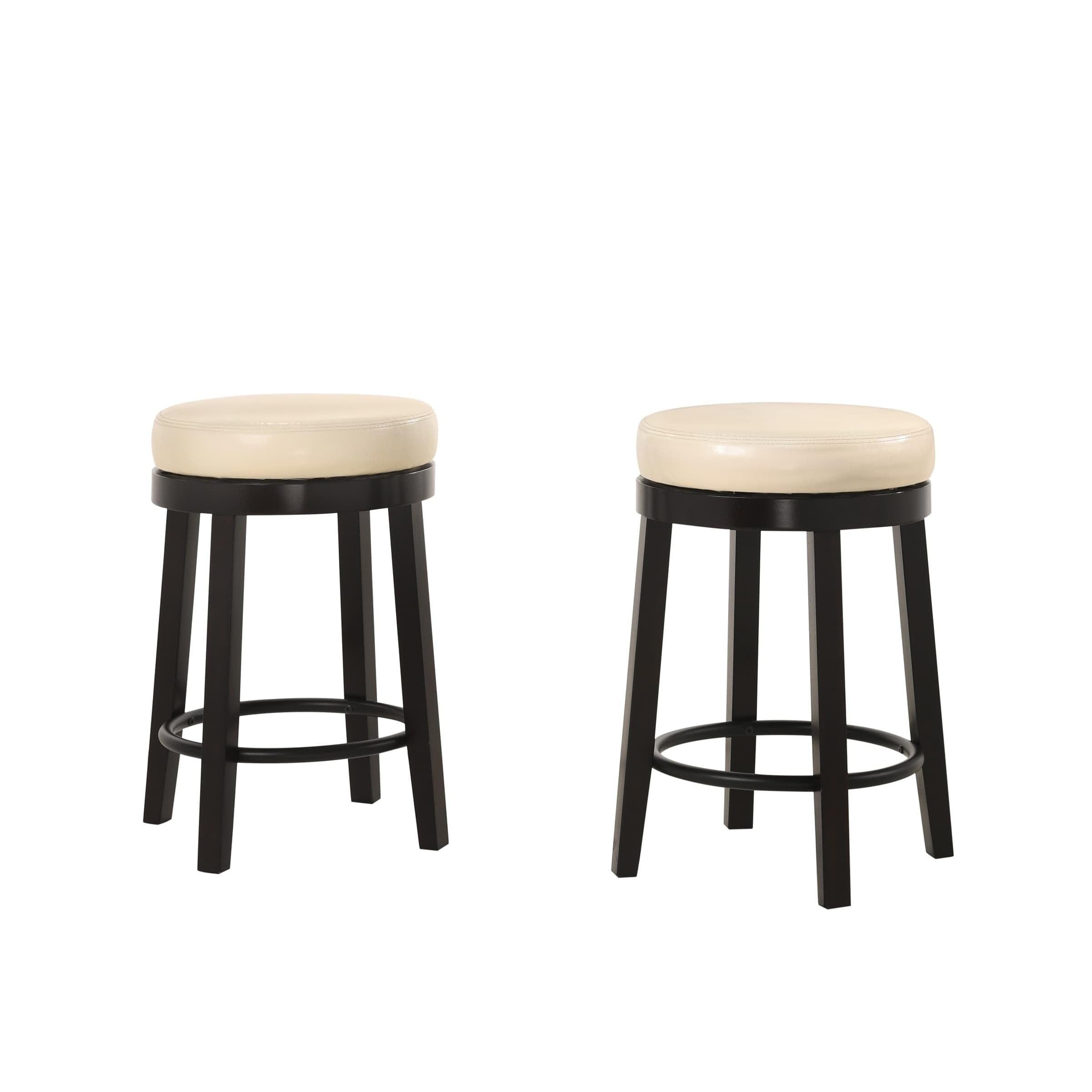 Carolina Cottage Emerson Swivel 30-inch Bar Stool, Set of 2 - N/A Cream/ Espresso Bar Height