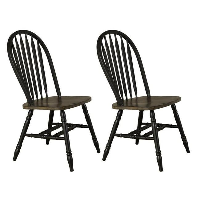 Carolina Crossing Windsor Side Chair)-Black- Set of 2