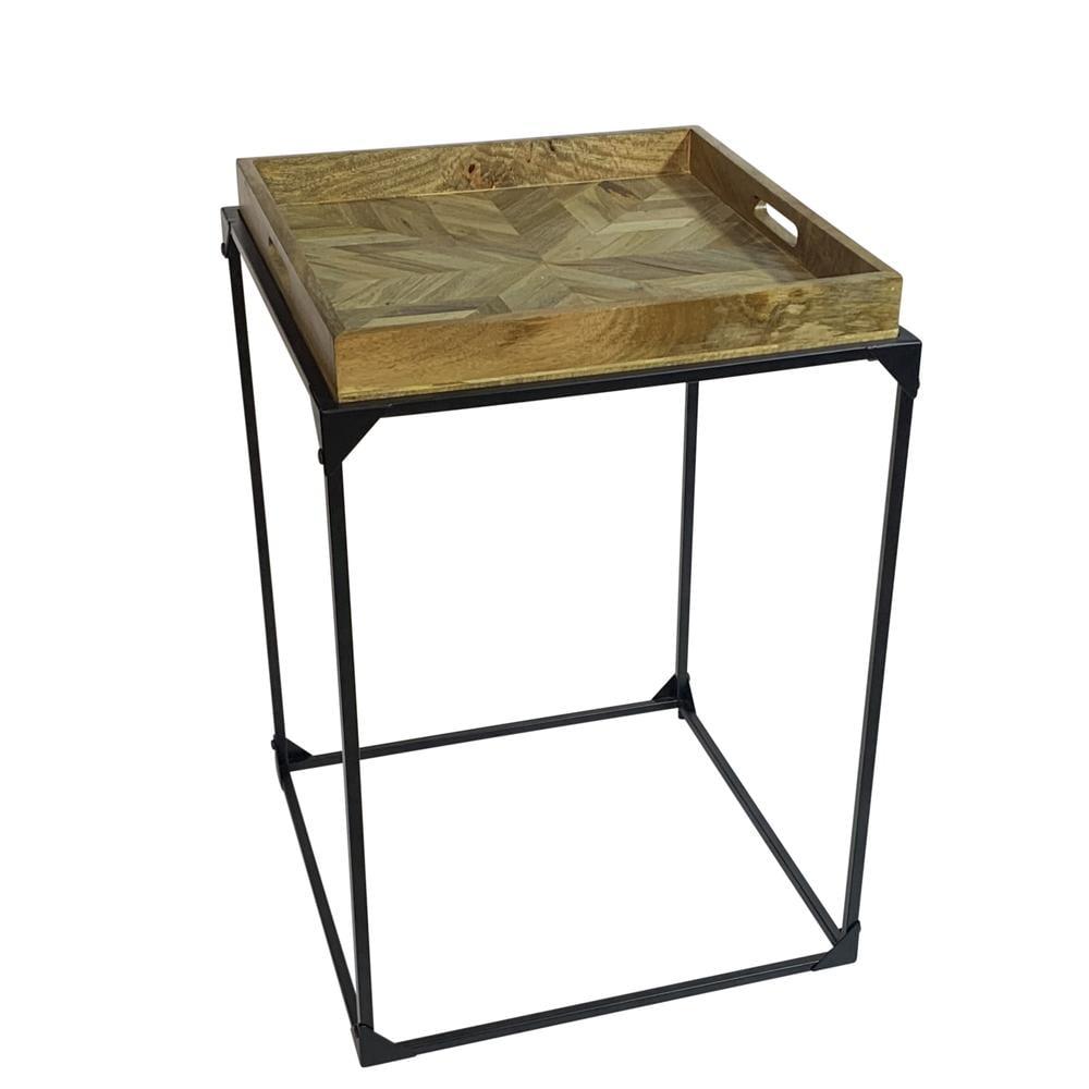Carolina Living Cooper Tray Table - Inlay Natural - Black