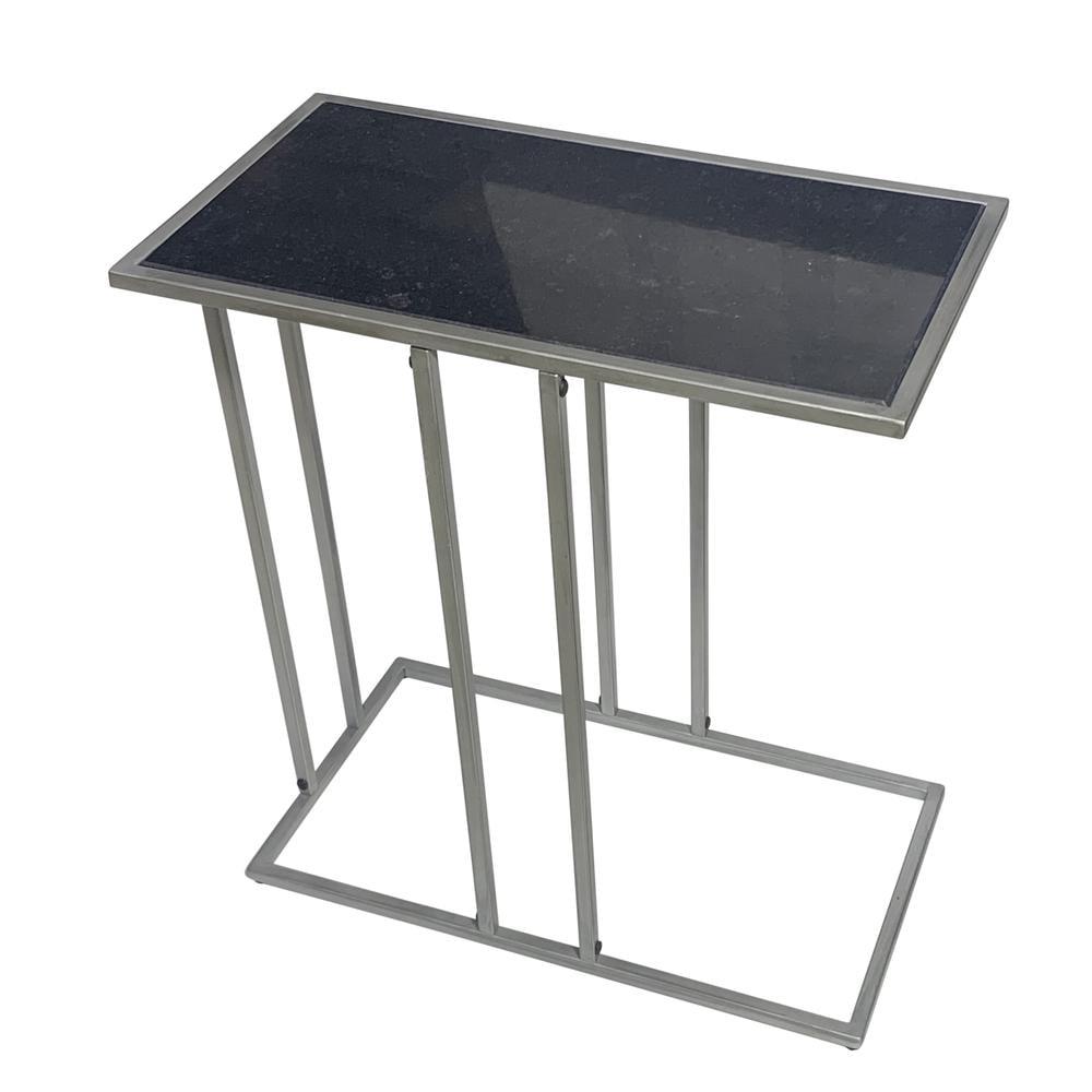 Serena Black Marble and Metal Rectangular End Table