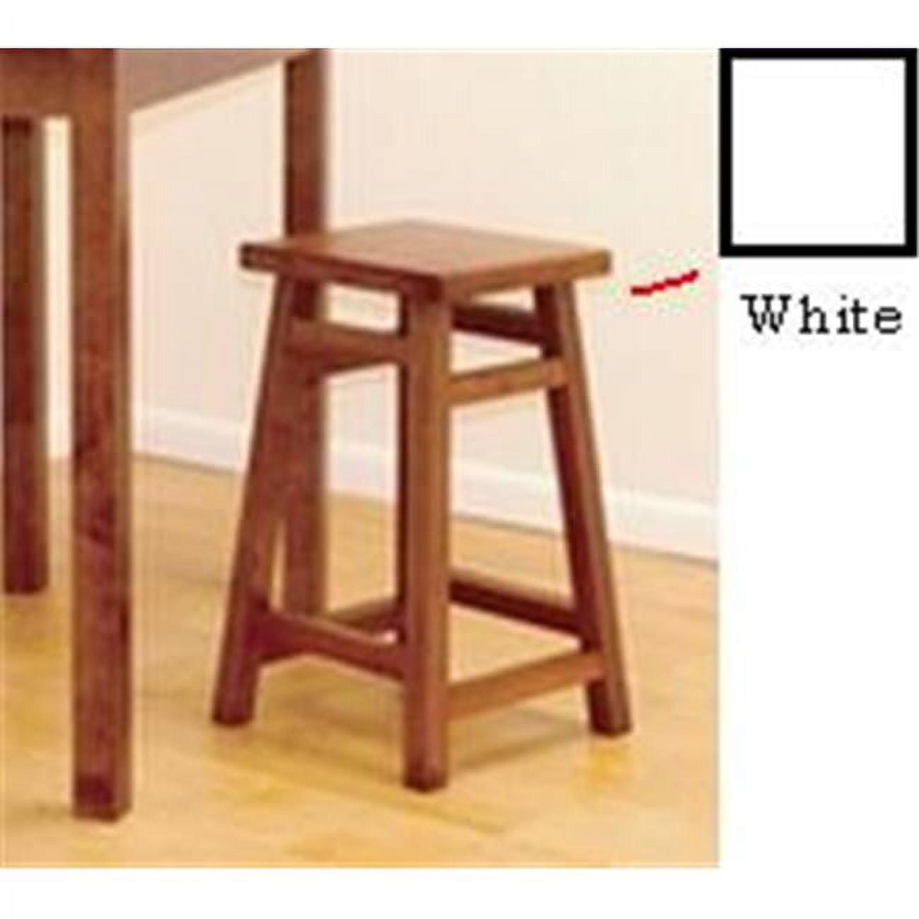 24" White Rubberwood Backless Counter Stool