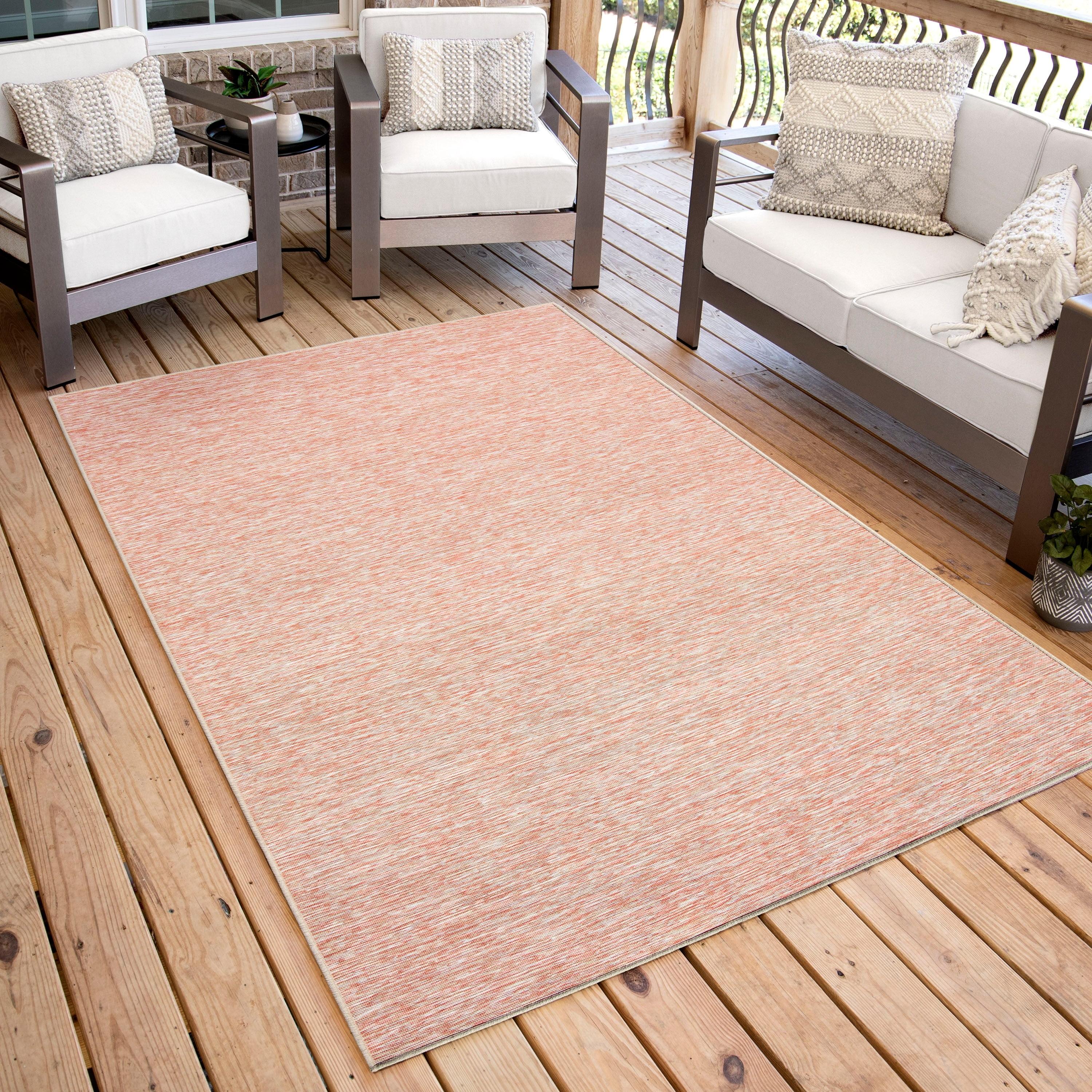 Carolina Weavers High-Lo Subtle Solid Indoor/Outdoor Area Rug 5'2"x7'6" - Orange