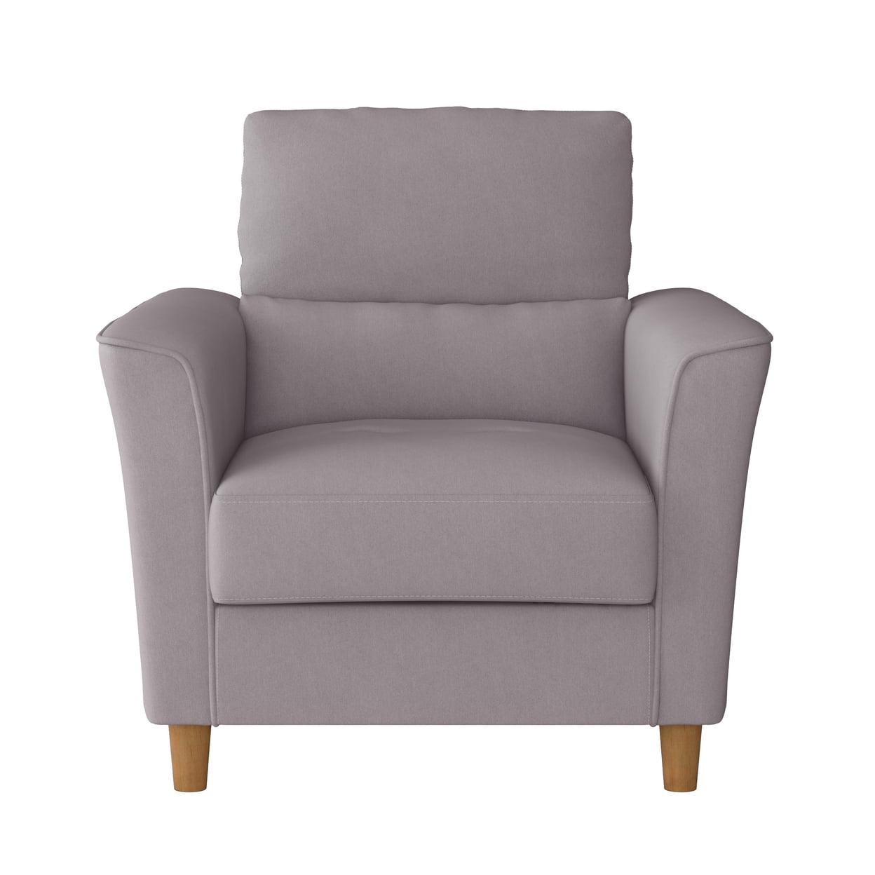 Cozy Nook Light Gray Microfiber and Wood Accent Chair