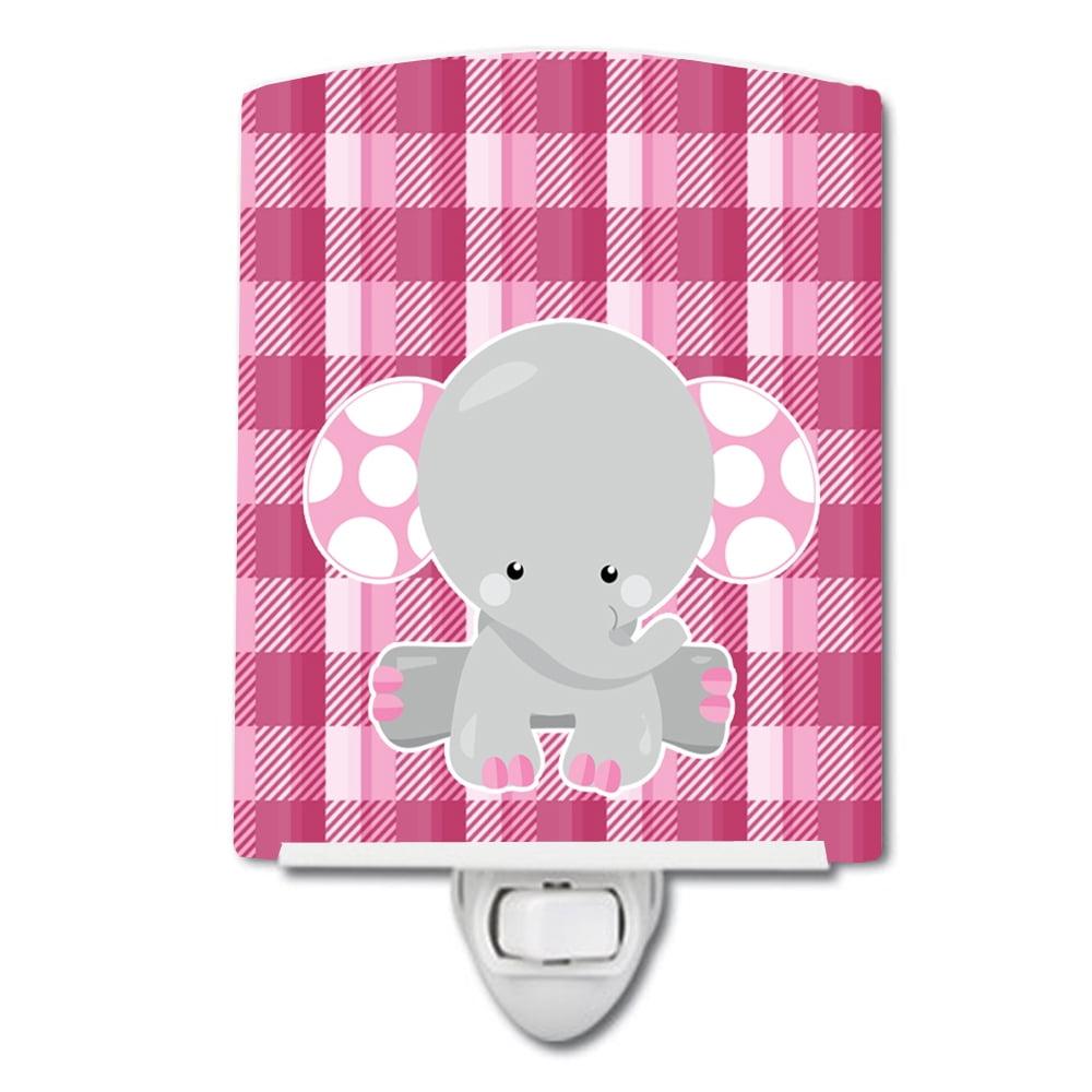 Caroline's Treasures Elephant Gingham Ceramic Night Light
