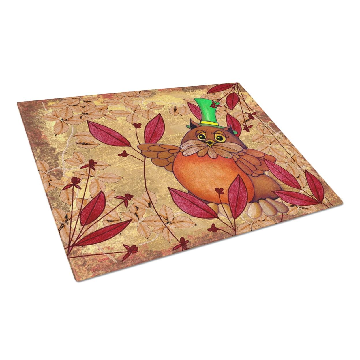 Caroline's Treasures Hootie Fall Owl Glass Cutting Board