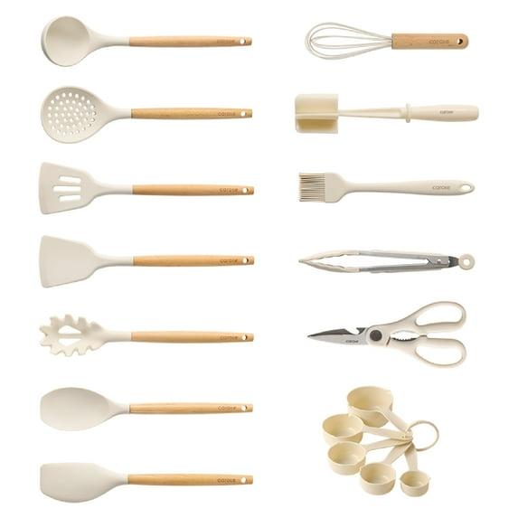 Carote 17-Piece Silicone and Wood Cooking Utensil Set, Heat-Resistant, Safe for Nonstick Cookware
