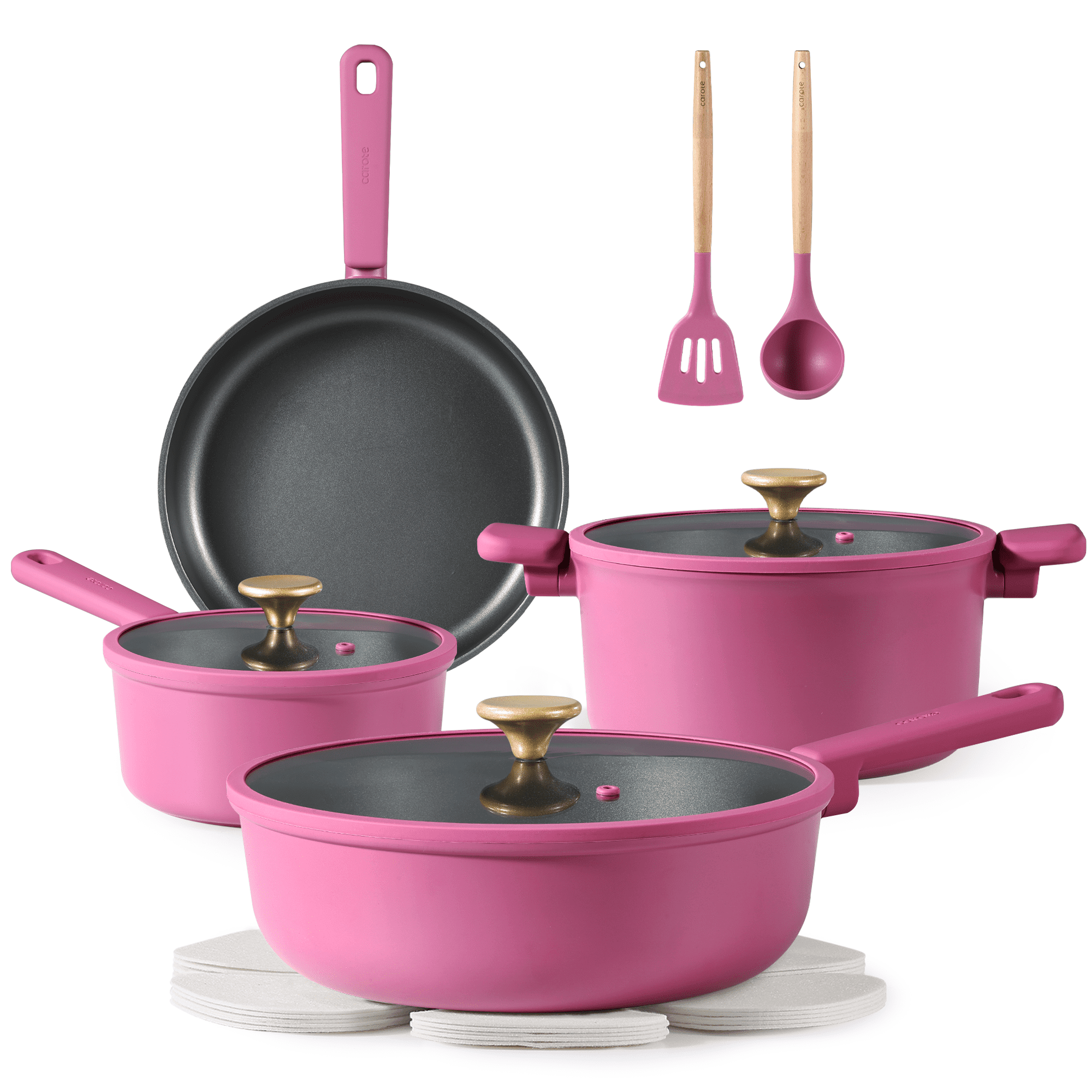 CAROTE 16pcs Nonstick Cookware set, Pots and Pans, Premium Induction Cookware, Durable & Easy to Clean, Large Frying Pan, Rose Pink