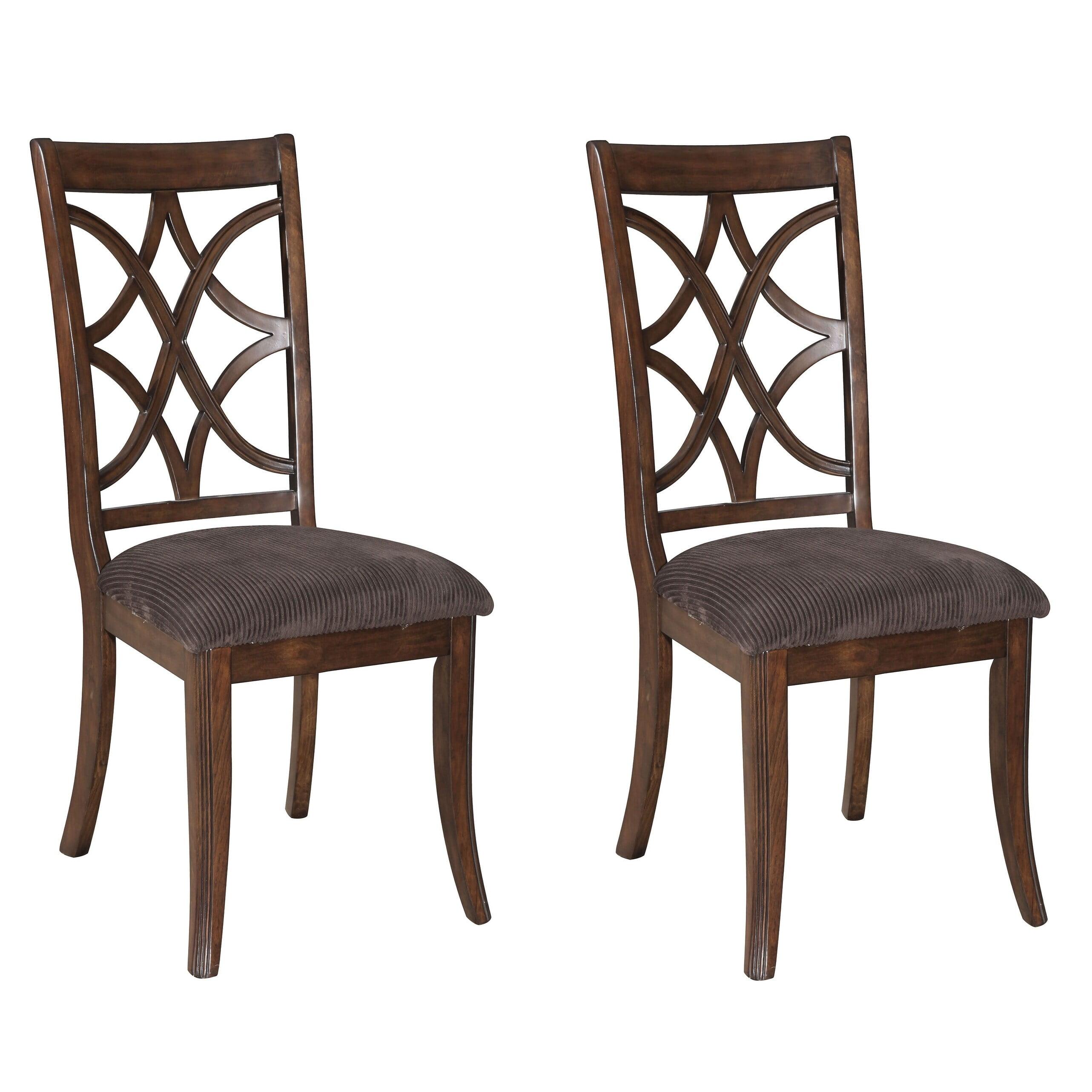 Carpenter Brown Microfiber Cross Back Side Chairs with Walnut Finish