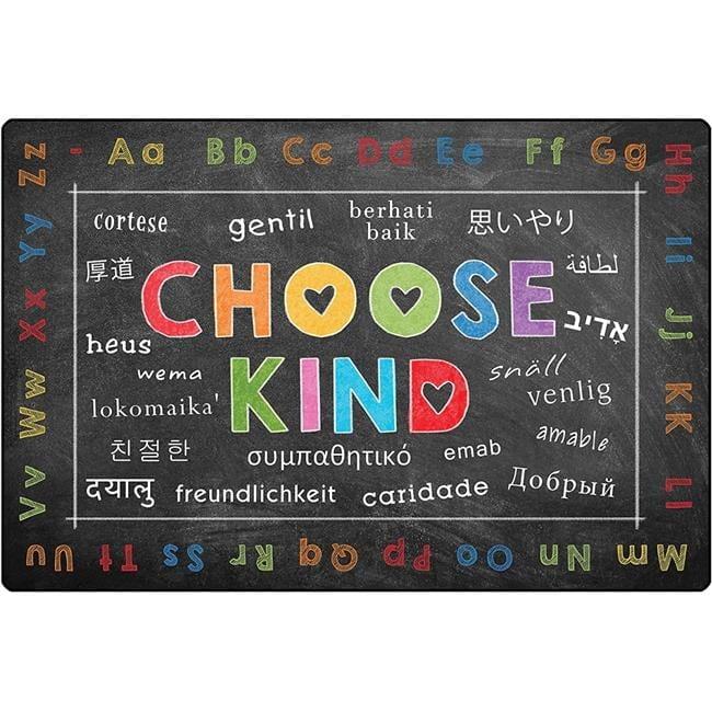 Chalkboard Choose Kind Black/Blue Tufted Area Rug