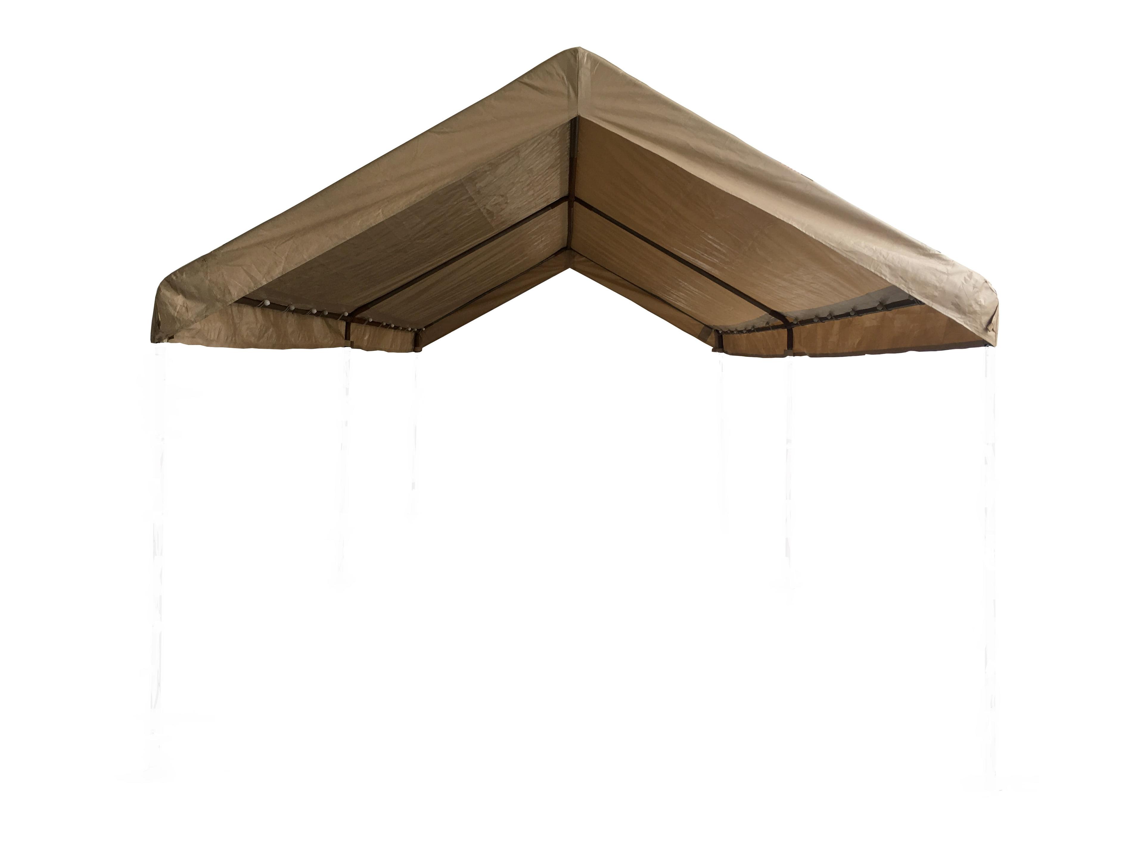 Tan Heavy-Duty Polyethylene 10x20 Carport Canopy Replacement Cover