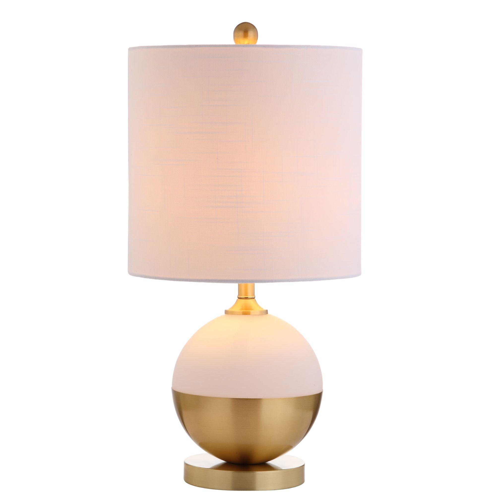 Elegant Alexa-Enabled White Linen LED Table Lamp, 23.5" Brass Base
