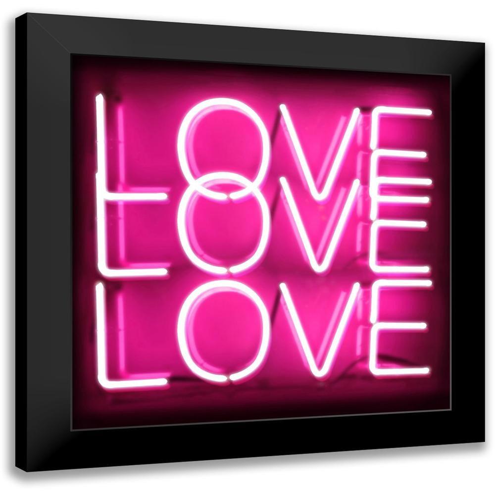 Neon Love Love Love Pink on Black by Hailey Carr Unframed Wall Canvas - iCanvas