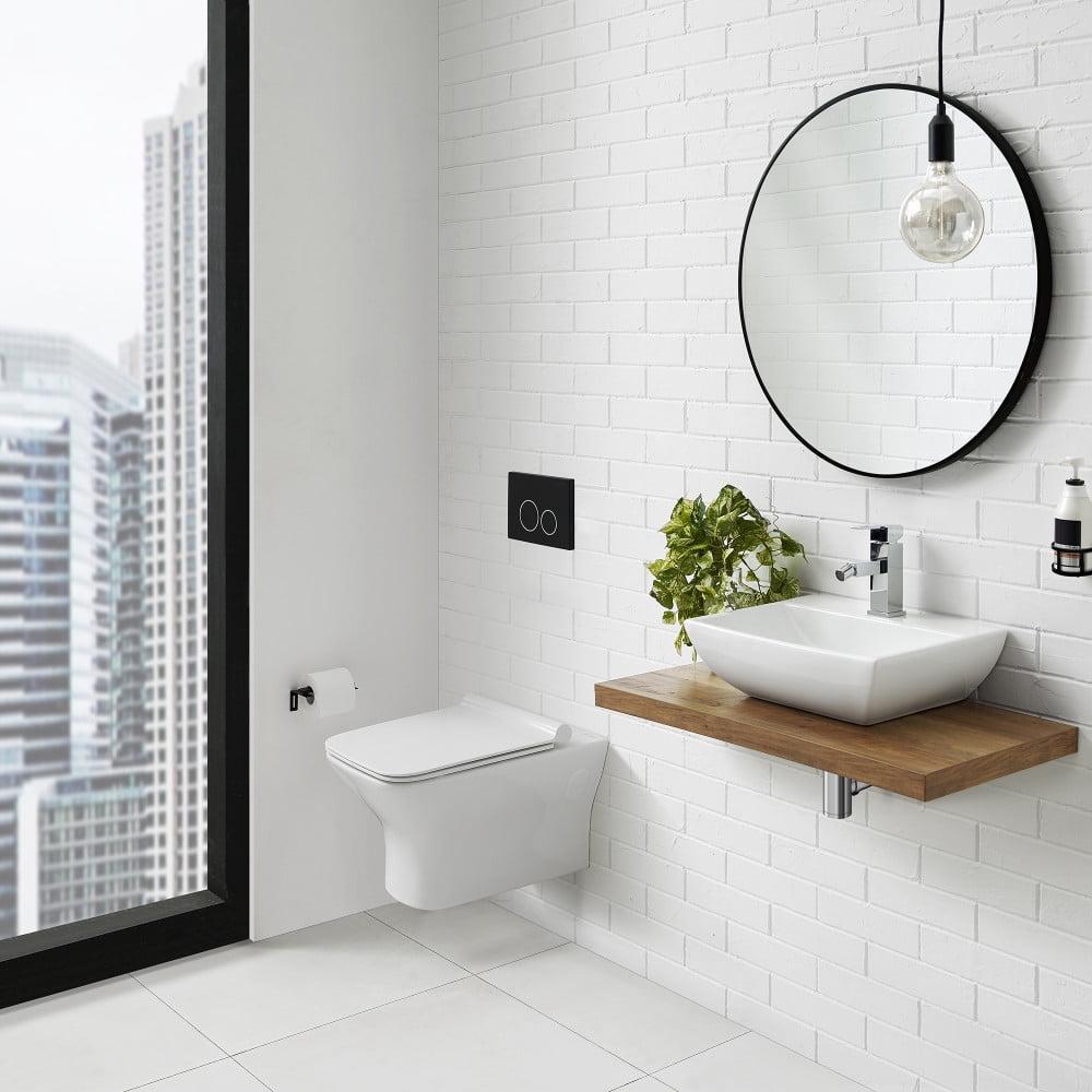 White Glossy Wall-Hung Elongated Toilet Bowl