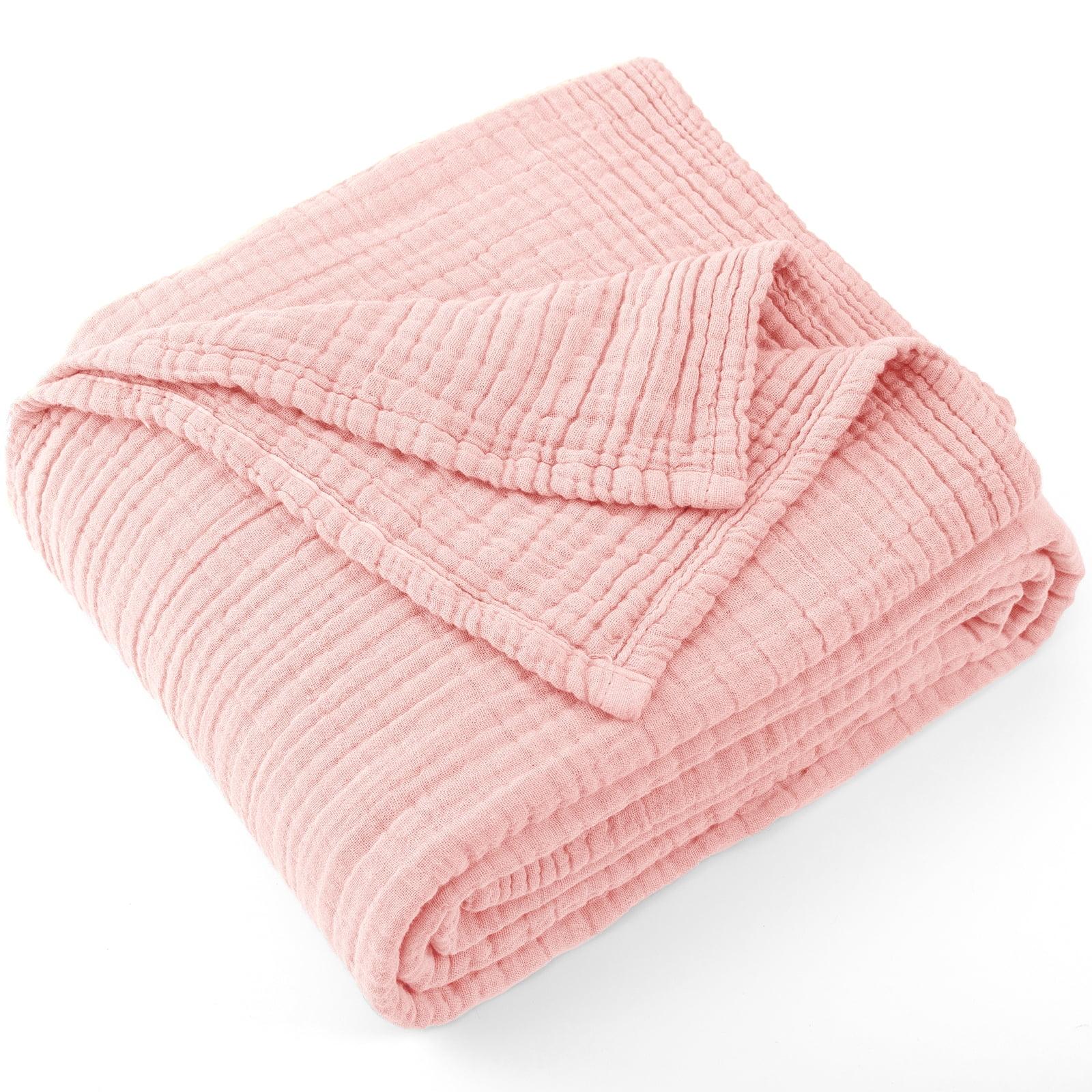 Dusty Pink Organic Cotton Muslin Throw Blanket 50" x 70"