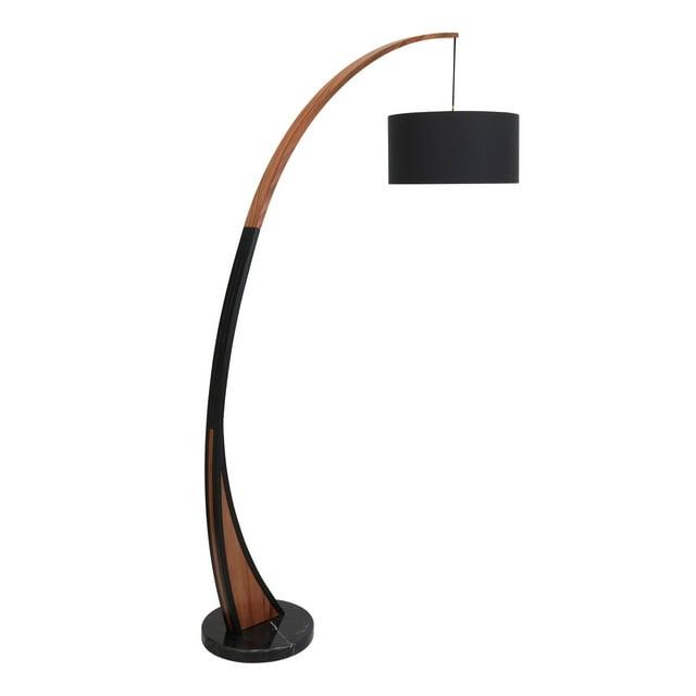 LumiSource 74" Robyn Mid-Century Modern Floor Lamp Walnut Wood and Black Linen Shade