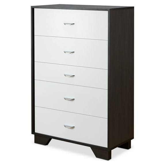Acme Furniture 32" Eloy Decorative Storage Drawer White and Espresso: Wood Composite, 5-Drawer Organizer, Anti-Tip Hardware
